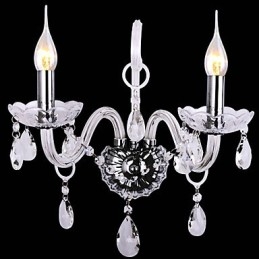 Lámparas de pared de cristal modernas con 2 luces en función de vela