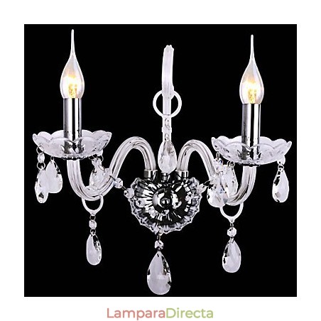 Lámparas de pared de cristal modernas con 2 luces en función de vela Lámparas de pared de cristal modernas con 2 luces en función de vela