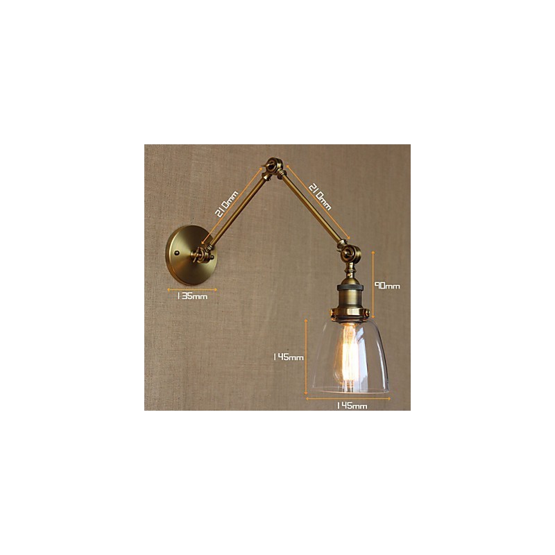 Aplique de pared de bronce antiguo decorado con estilo retro vintage para dormitorio, mesita de noche, vestíbulo de hotel exclusivo