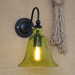 Lámpara de pared decorativa minimalista de vidrio azul estilo rural americano para sala de estar y pasillo