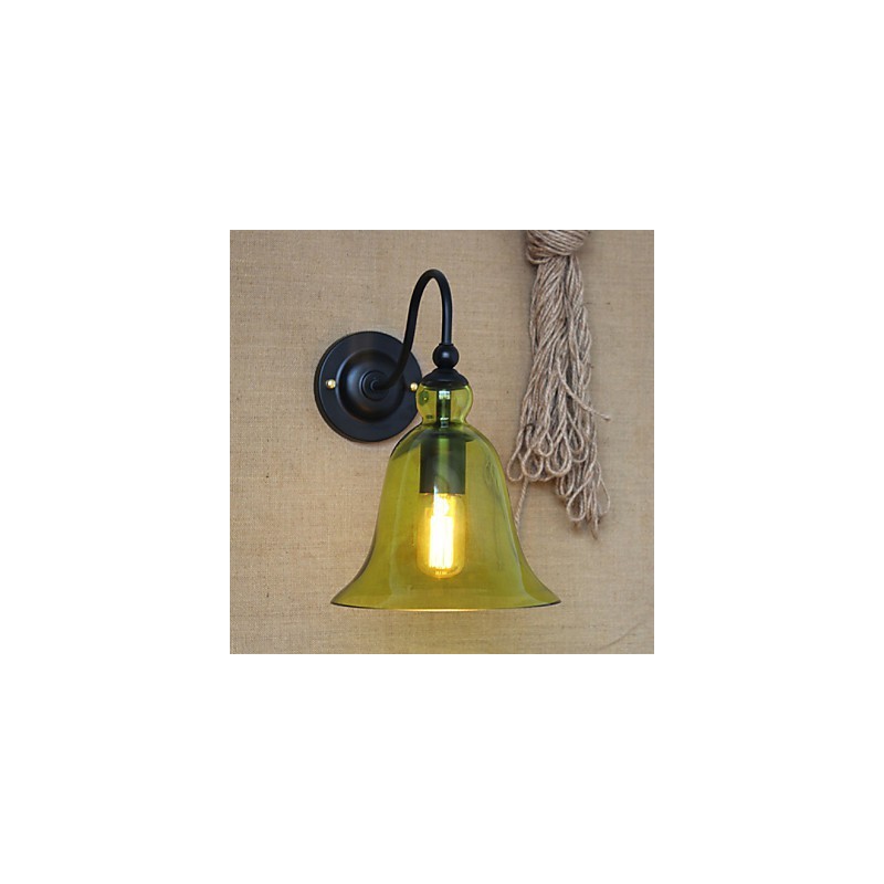 Lámpara de pared decorativa minimalista de vidrio azul estilo rural americano para sala de estar y pasillo
