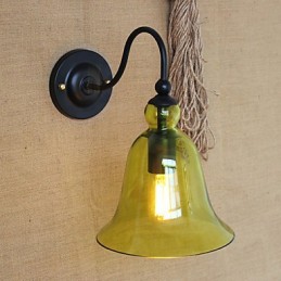 Lámpara de pared decorativa minimalista de vidrio azul estilo rural americano para sala de estar y pasillo