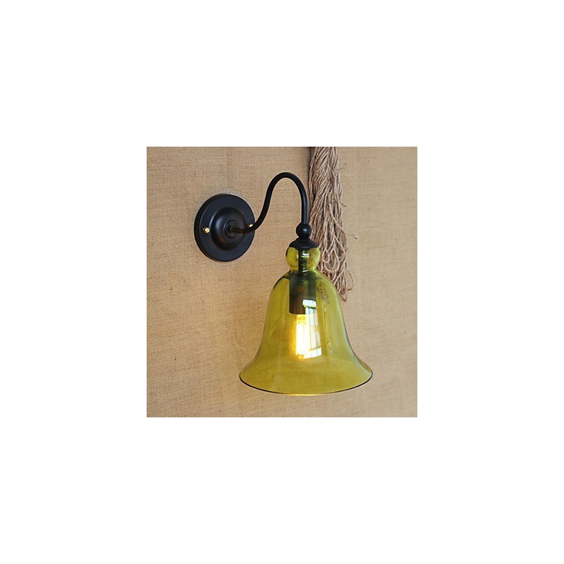 Lámpara de pared decorativa minimalista de vidrio azul estilo rural americano para sala de estar y pasillo