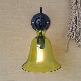 Lámpara de pared decorativa minimalista de vidrio azul estilo rural americano para sala de estar y pasillo