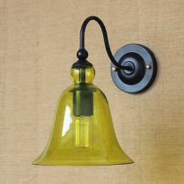Lámpara de pared decorativa minimalista de vidrio azul estilo rural americano para sala de estar y pasillo