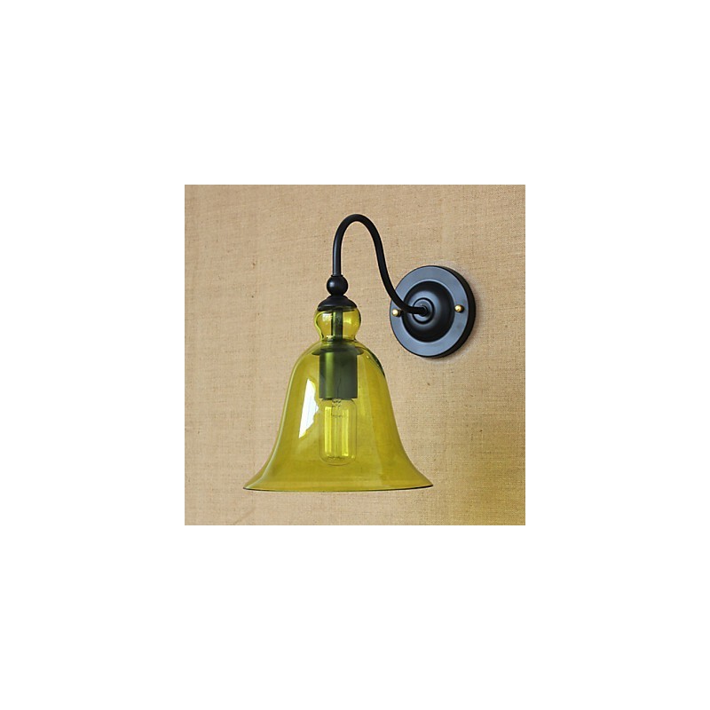 Lámpara de pared decorativa minimalista de vidrio azul estilo rural americano para sala de estar y pasillo