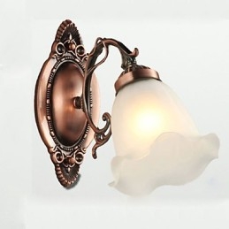 Lámpara de pared de hierro forjado, estilo europeo, elegante y moderno, de cristal retro.