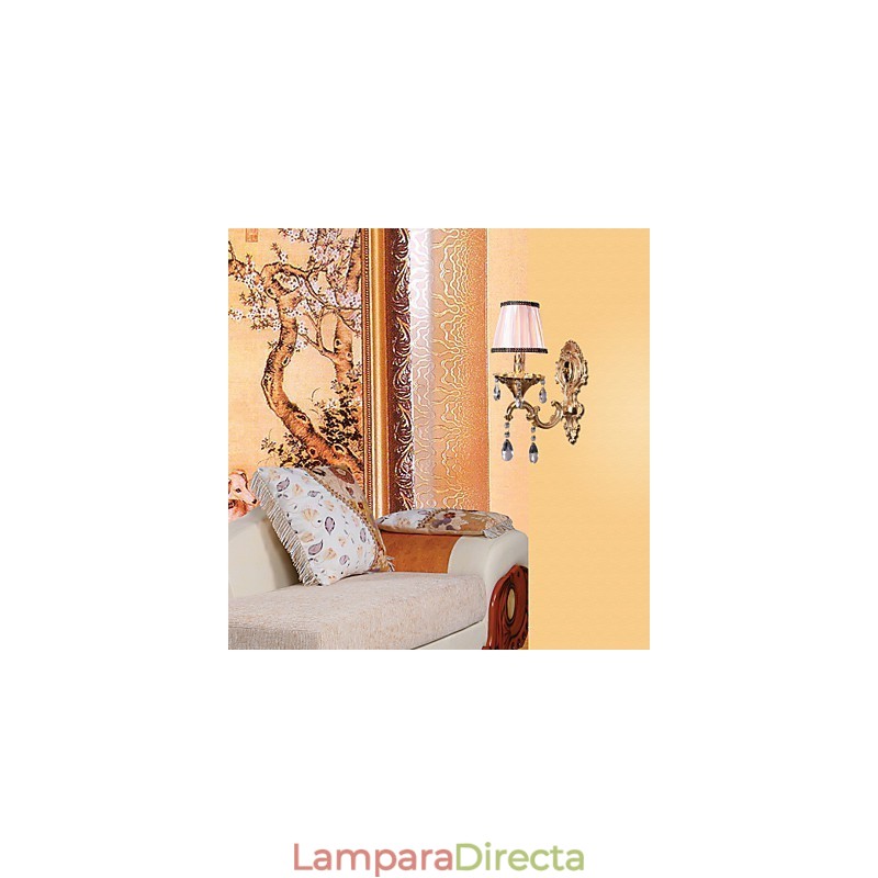 Elegante lámpara de pared de cristal en color rosa