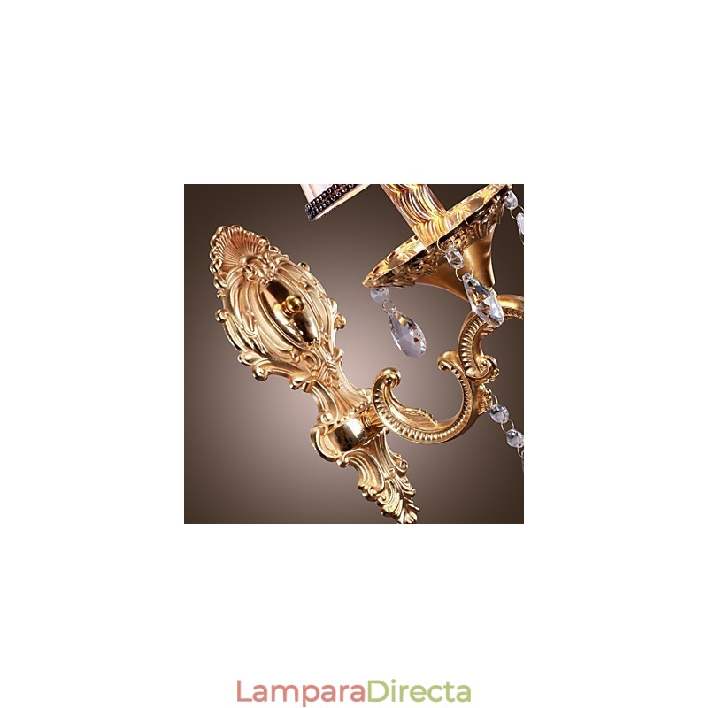 Elegante lámpara de pared de cristal en color rosa