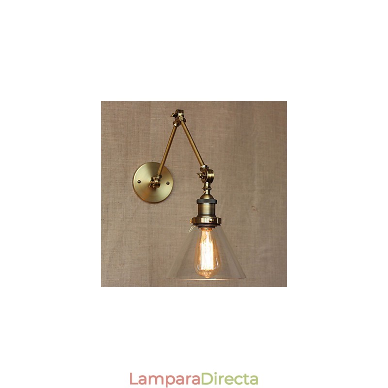 Aplique de pared de bronce decorado con estilo industrial, retro, vintage, para dormitorio, iglesia y salón.