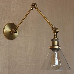 Aplique de pared de bronce decorado con estilo industrial, retro, vintage, para dormitorio, iglesia y salón.