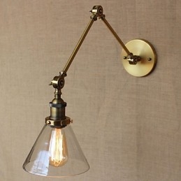 Aplique de pared de bronce decorado con estilo industrial, retro, vintage, para dormitorio, iglesia y salón.