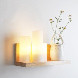 Apliques de pared estilo mini con pantallas de vidrio, modernos y contemporáneos, de madera y bambú.