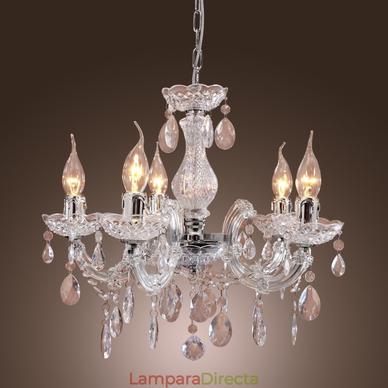Lámpara de techo cromada Upligh, luz de vela, accesorio acrílico, lámpara colgante