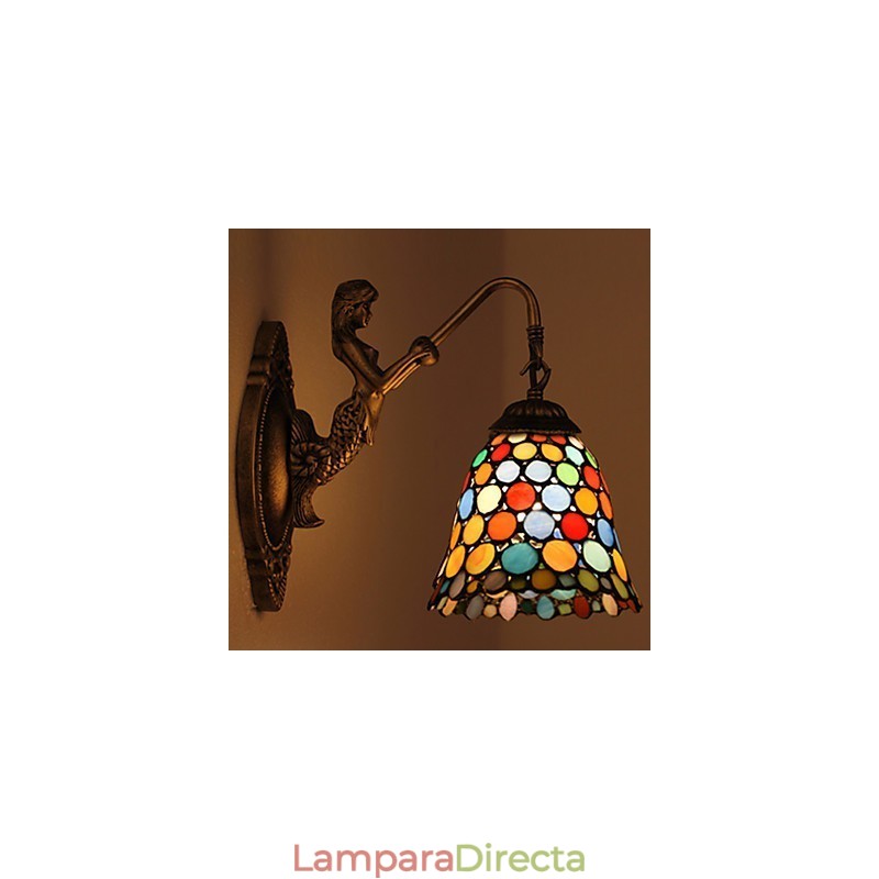 Lámpara de pared de hierro forjado creativa, estilo rural, estilo europeo, con luces de cristal