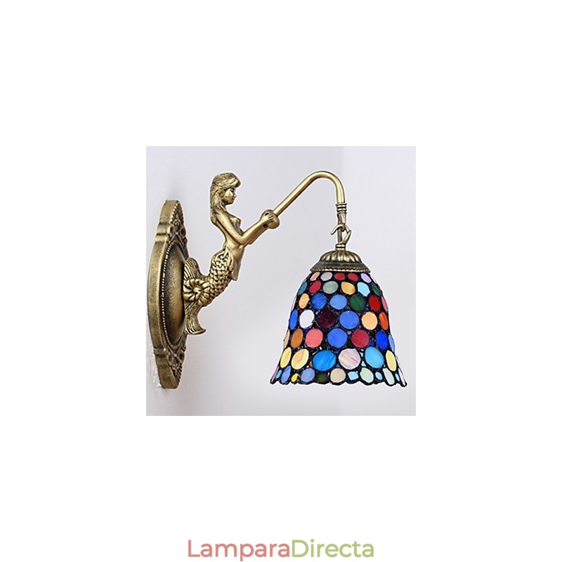 Lámpara de pared de hierro forjado creativa, estilo rural, estilo europeo, con luces de cristal