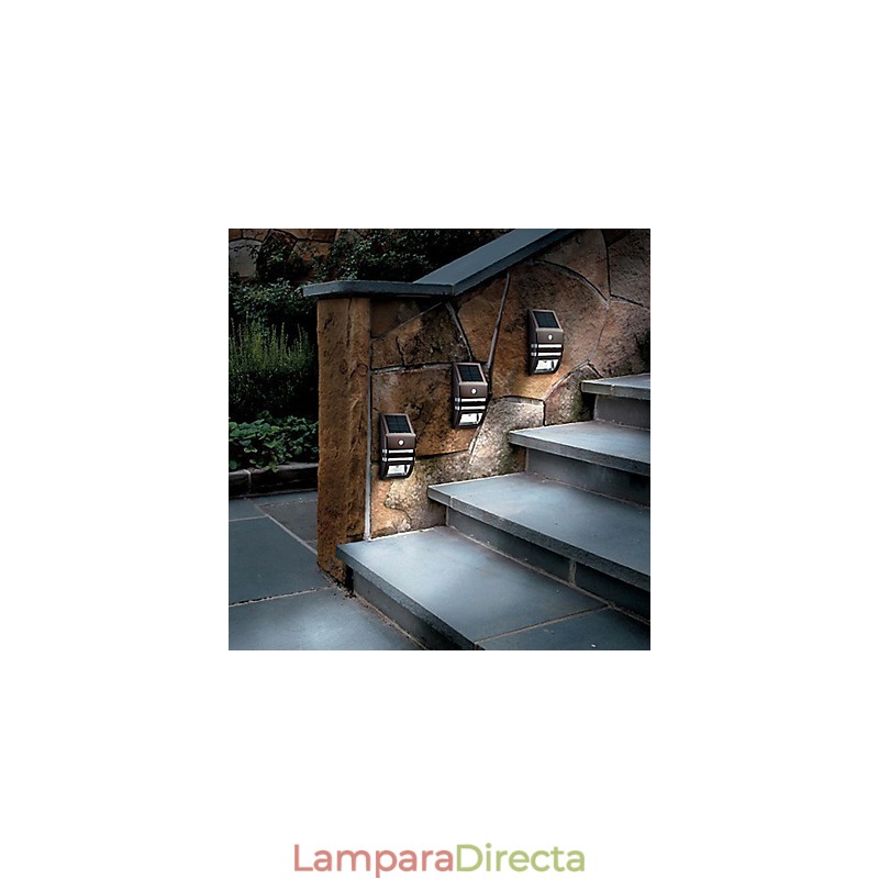 Lámpara solar de pared blanca con sensor de movimiento PIR