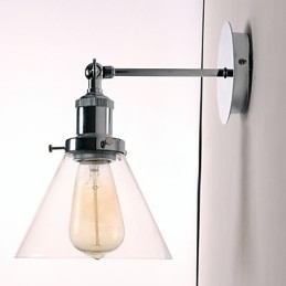 Lámpara de pared Art Déco con pantalla cónica de vidrio