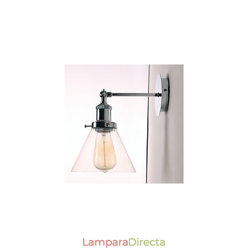 Lámpara de pared Art Déco con pantalla cónica de vidrio