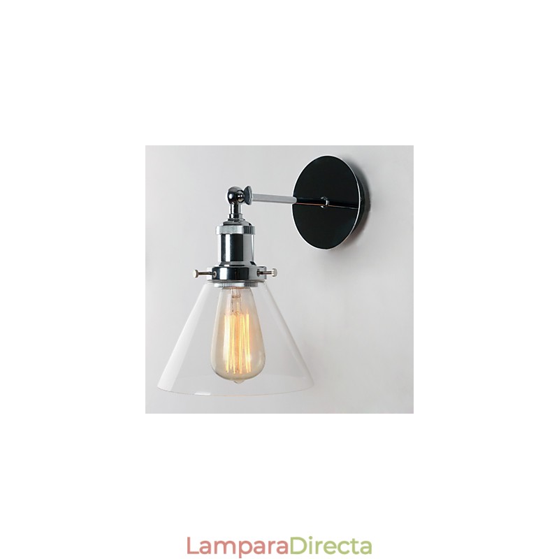 Lámpara de pared Art Déco con pantalla cónica de vidrio