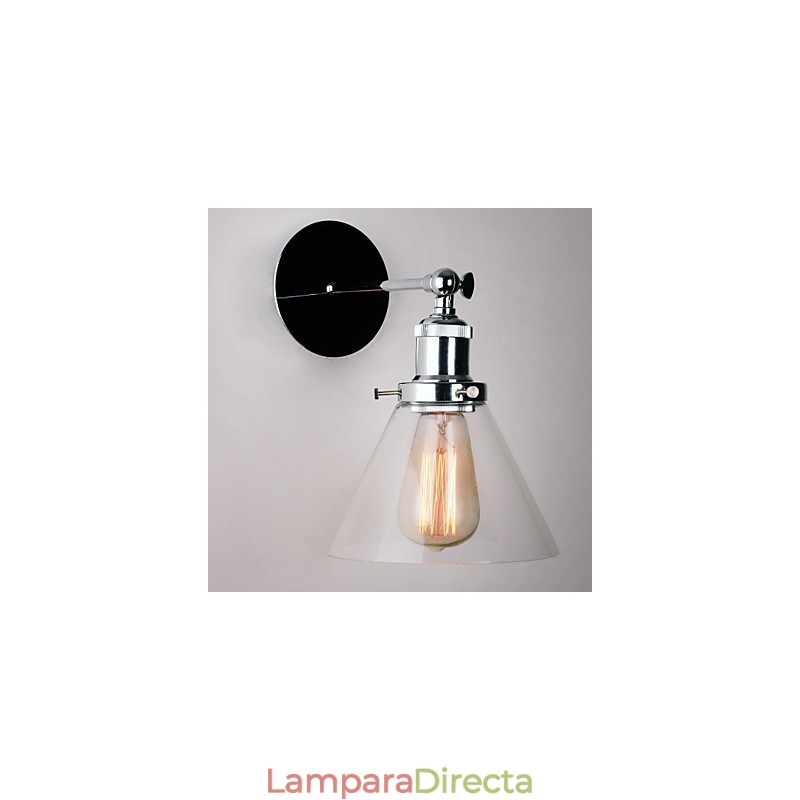 Lámpara de pared Art Déco con pantalla cónica de vidrio