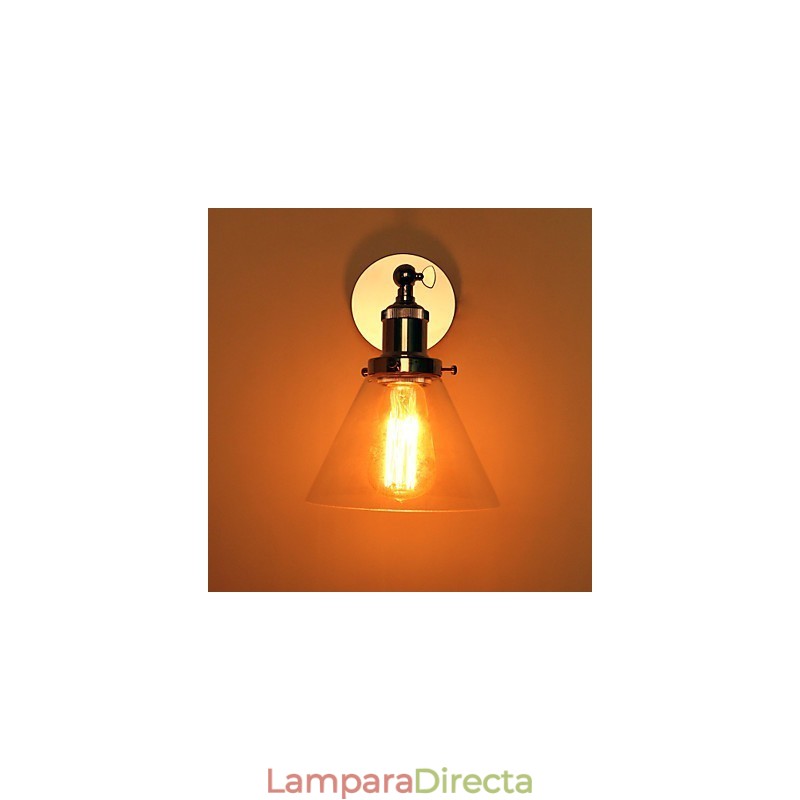 Lámpara de pared Art Déco con pantalla cónica de vidrio