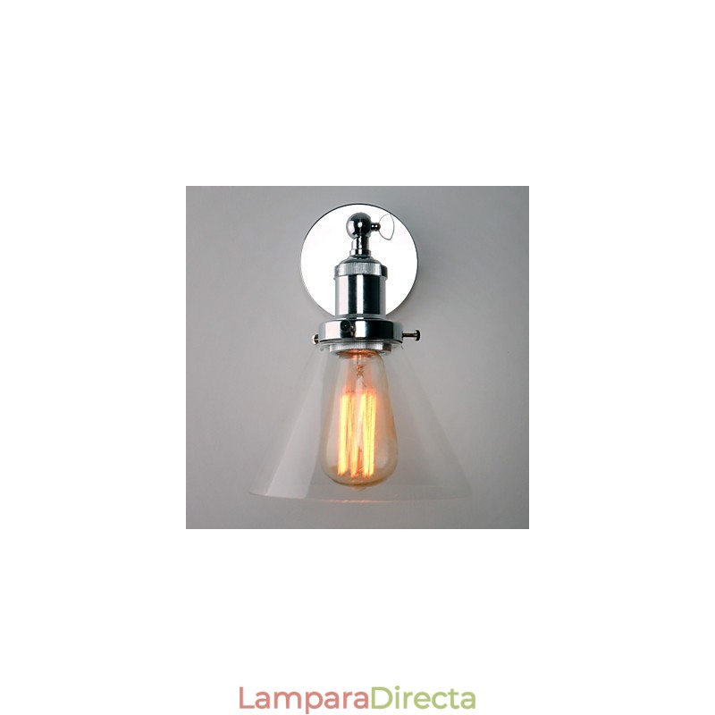 Lámpara de pared Art Déco con pantalla cónica de vidrio