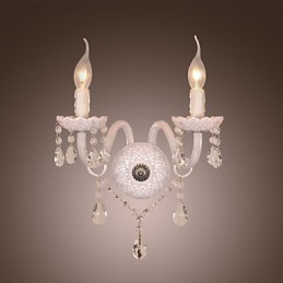 Aplique de pared de cristal con 2 luces y bombilla tipo vela