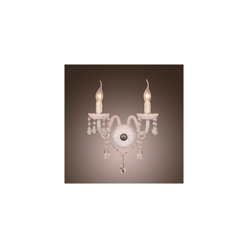 Aplique de pared de cristal con 2 luces y bombilla tipo vela
