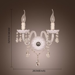 Aplique de pared de cristal con 2 luces y bombilla tipo vela