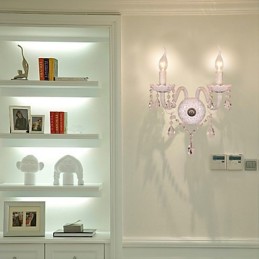 Aplique de pared de cristal con 2 luces y bombilla tipo vela