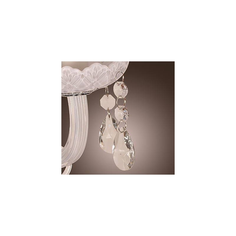 Aplique de pared de cristal con 2 luces y bombilla tipo vela