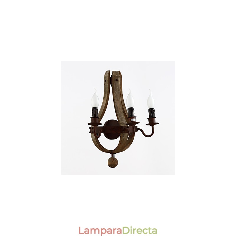 Lámpara de pared de madera rústica americana vintage con forma de barril de vino, ideal para sala de estar y dormitorio.
