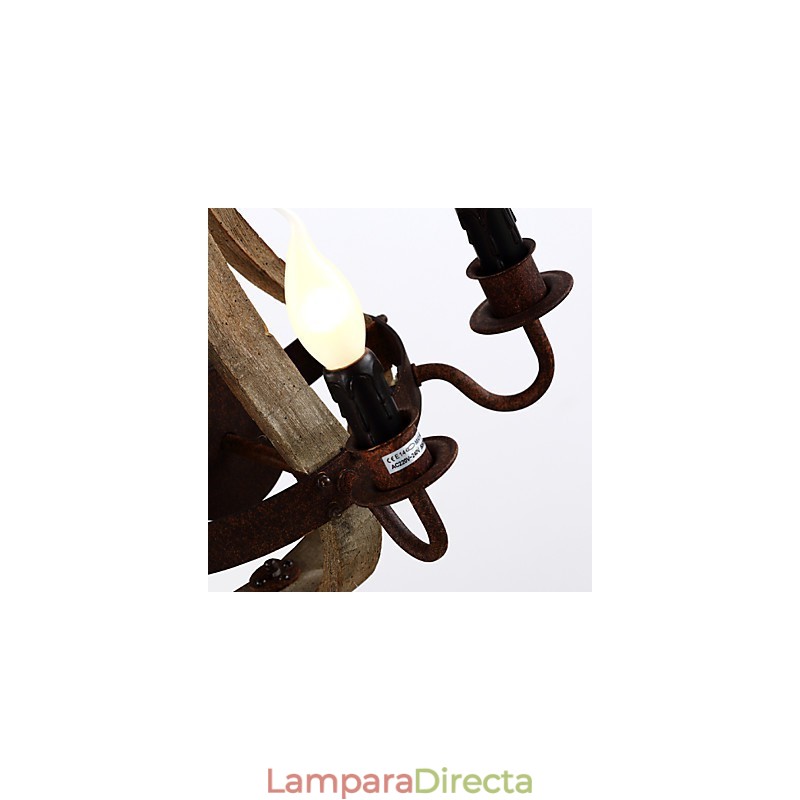 Lámpara de pared de madera rústica americana vintage con forma de barril de vino, ideal para sala de estar y dormitorio.