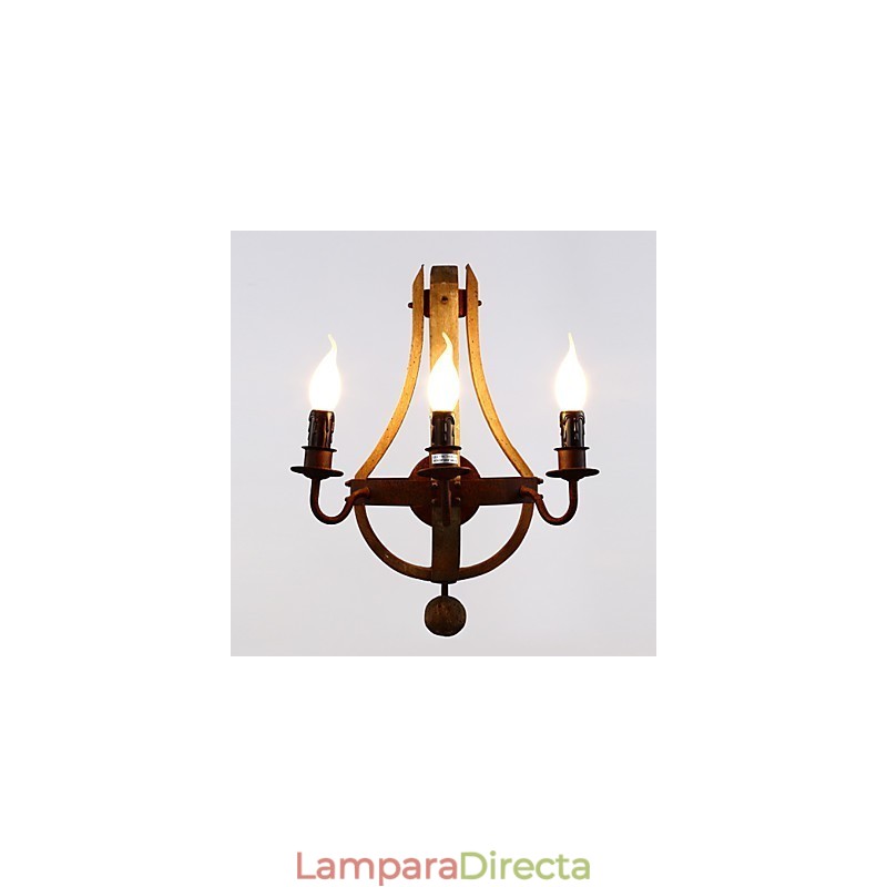Lámpara de pared de madera rústica americana vintage con forma de barril de vino, ideal para sala de estar y dormitorio.