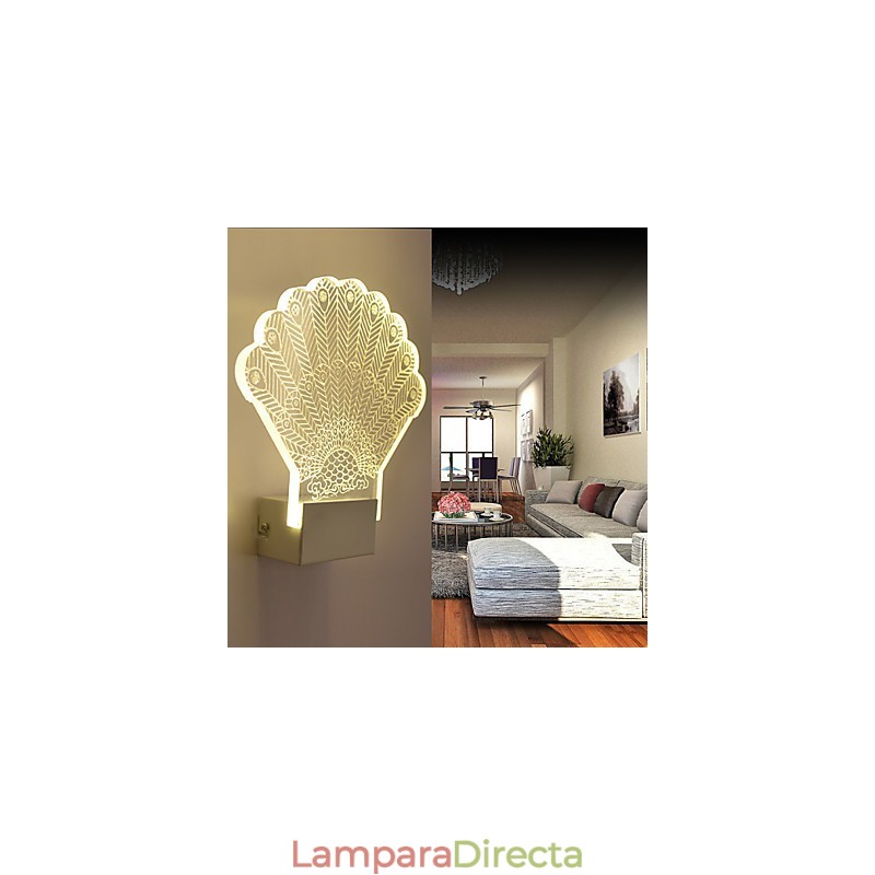 Lámpara de pared acrílica de PVC, moderna y contemporánea, de metal.