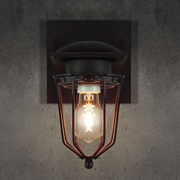 Lámparas de pared retro de hierro forjado, lámpara de pared antigua de un solo cabezal, lámpara de pared con reminiscencias de loft, lámpara de pared vintage de hierro americano con jaulas pequeñas.