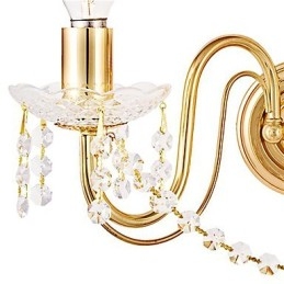 Aplique de pared de cristal dorado con 2 luces