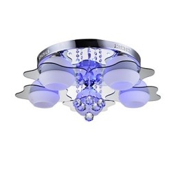 Lámpara de techo moderna empotrada con control remoto de 5 luces en azul y rojo