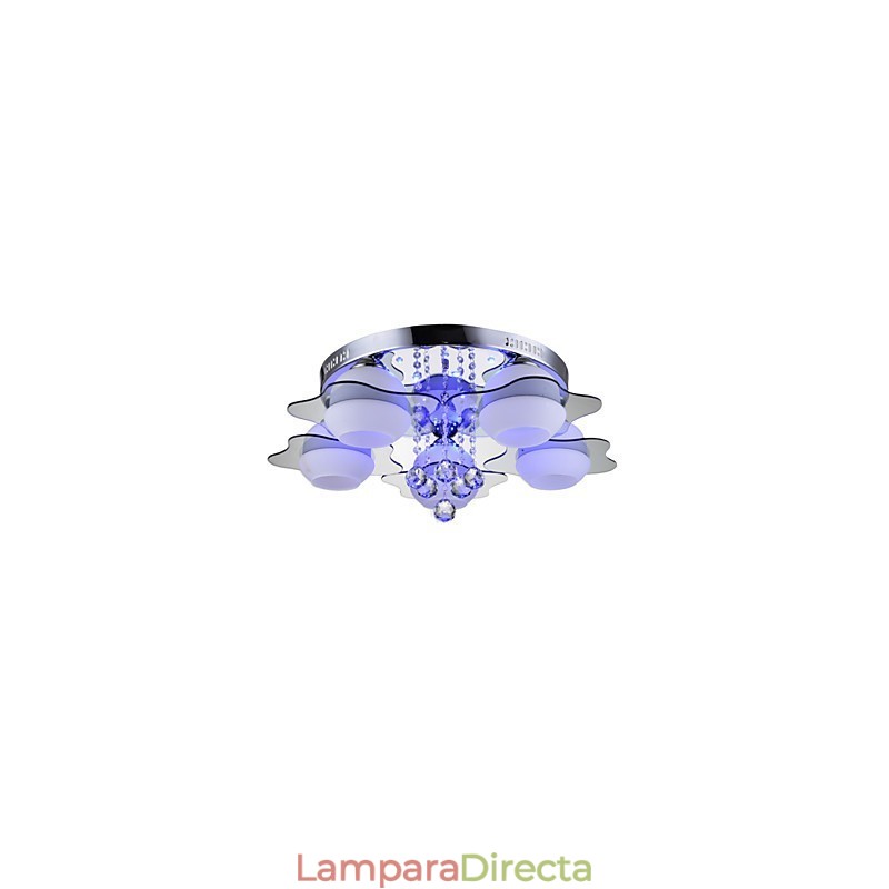 Lámpara de techo moderna empotrada con control remoto de 5 luces en azul y rojo