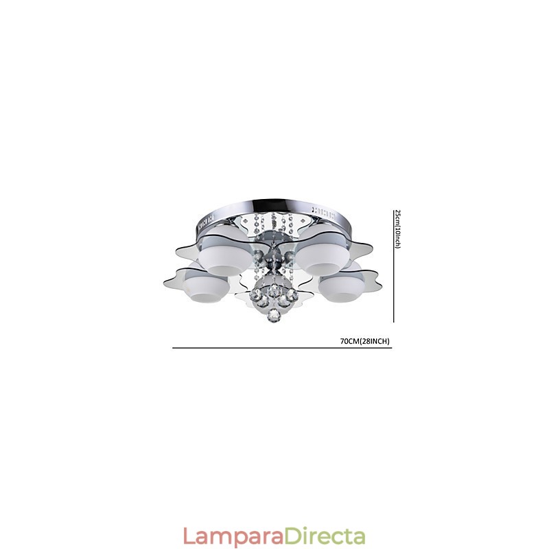 Lámpara de techo moderna empotrada con control remoto de 5 luces en azul y rojo