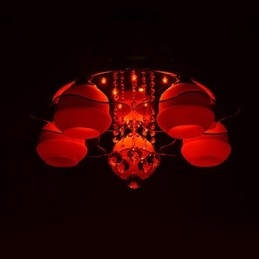 Lámpara de techo moderna empotrada con control remoto de 5 luces en azul y rojo