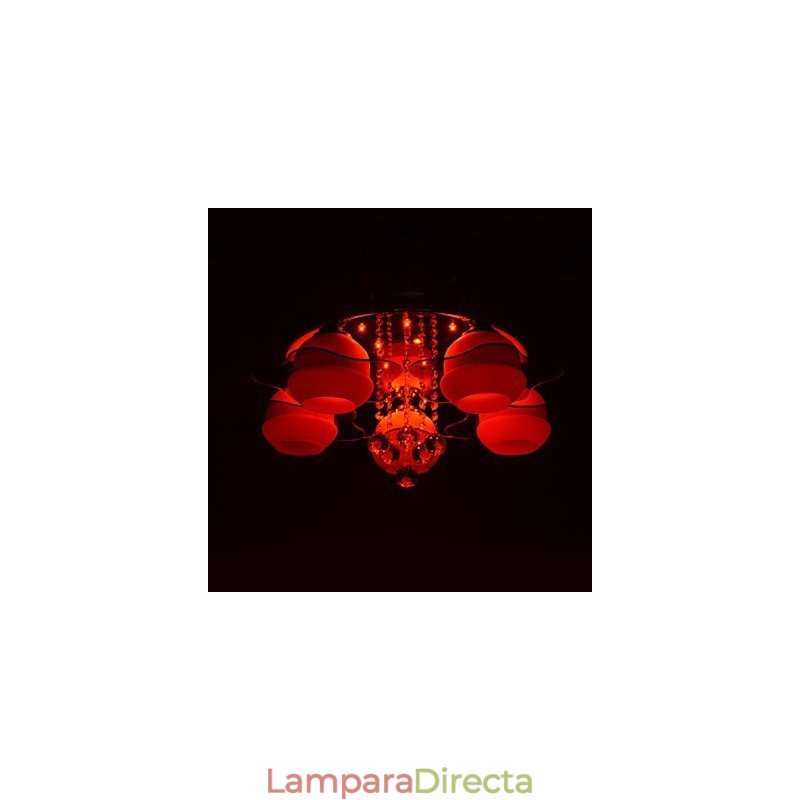 Lámpara de techo moderna empotrada con control remoto de 5 luces en azul y rojo