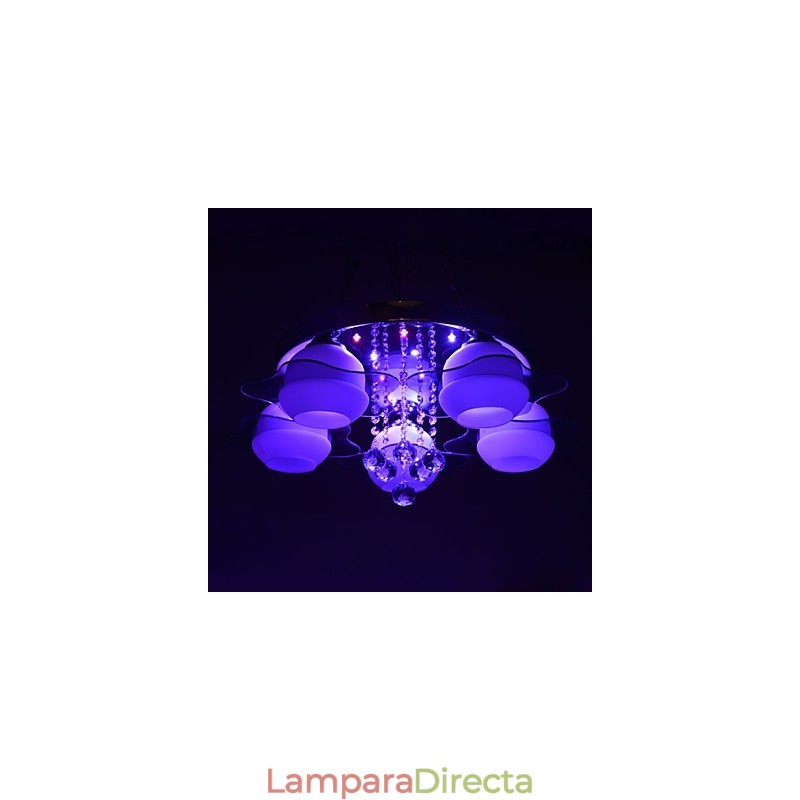 Lámpara de techo moderna empotrada con control remoto de 5 luces en azul y rojo