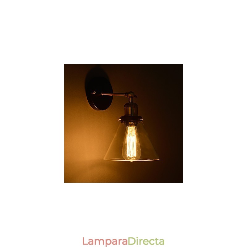 Lámpara de pared retro con pantalla de cristal floral y soporte de metal
