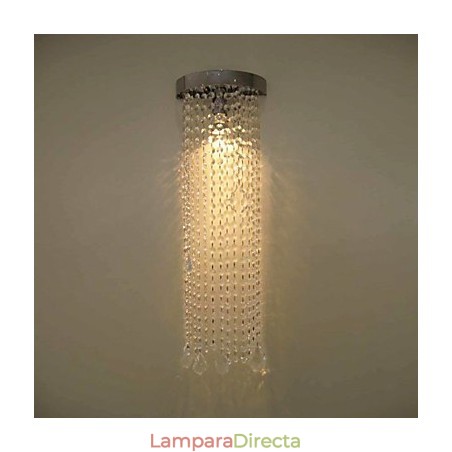 Aplique de pared MR16 de 50 W con acabado cromado y cadenas de cristal Aplique de pared MR16 de 50 W con acabado cromado y cadenas de cristal