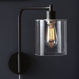 Lámpara de pared moderna con pantalla de tambor de cristal