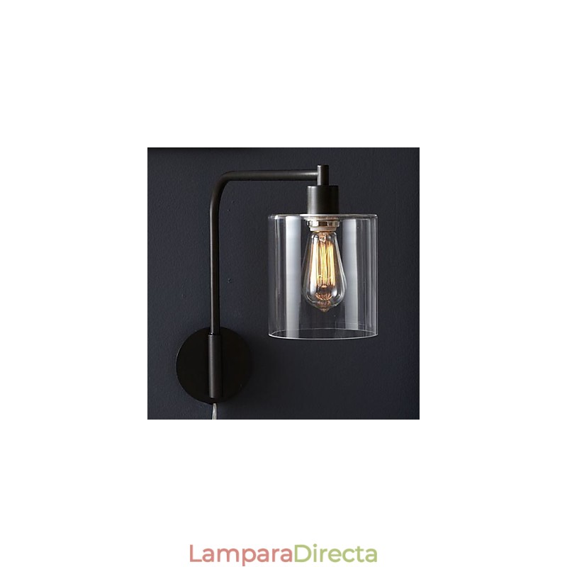 Lámpara de pared moderna con pantalla de tambor de cristal