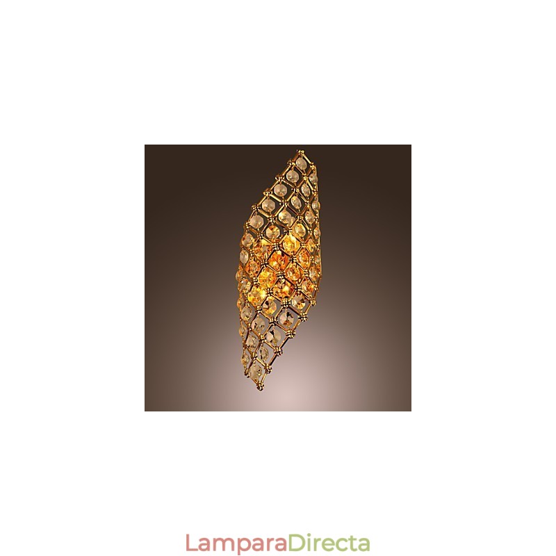 Aplique de pared de cristal artístico con 2 luces