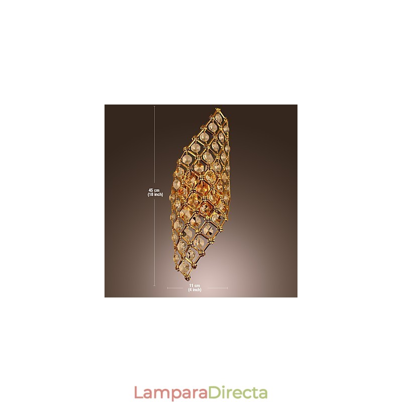 Aplique de pared de cristal artístico con 2 luces